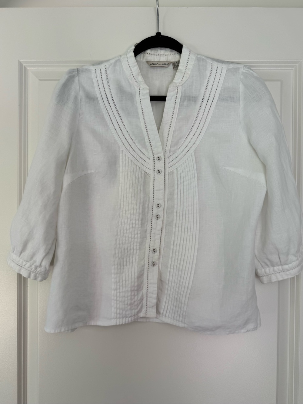 Women’s White Pintuck Button Blouse